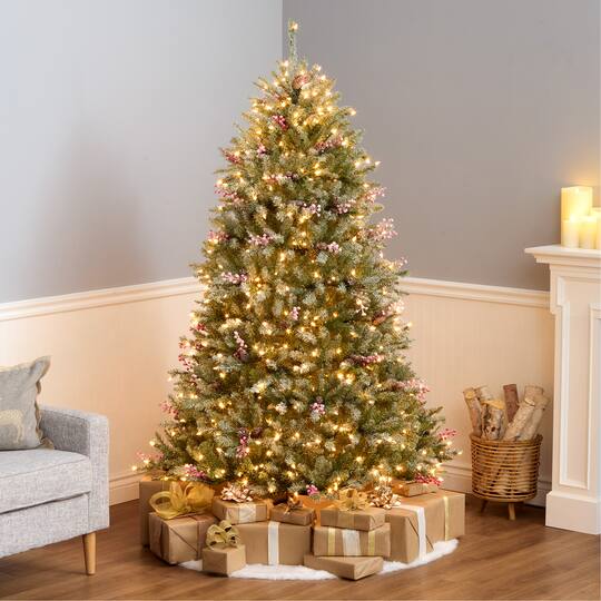 ft. Pre-Lit Flocked Dunhill® Fir Full Artificial Christmas Tree